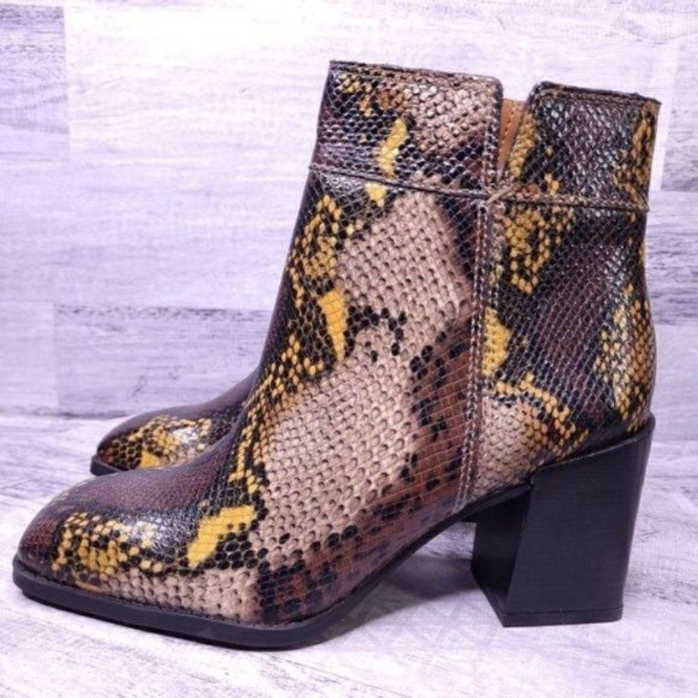 Franco Sarto Generous Snake Print Block Heel Ankl… - image 3